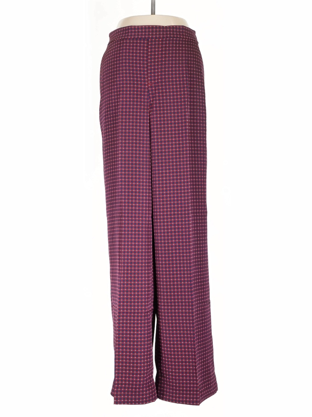 Banana Republic Hayden High-Waist Wide-Leg Patterned Pants in Burgundy Satin